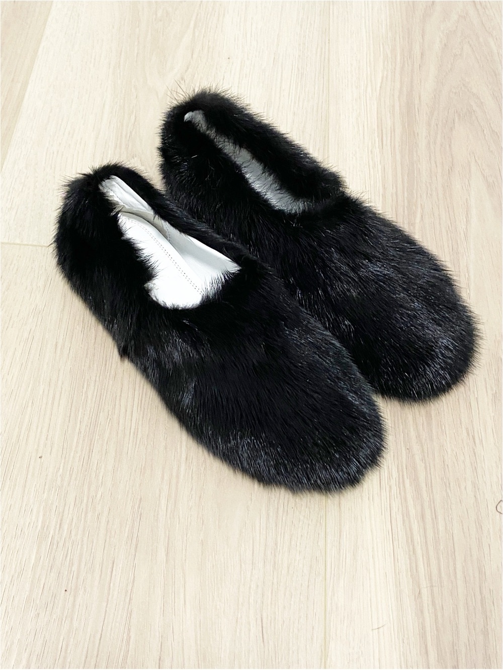 Celine Black Fur Slip-On Slippers sz 35